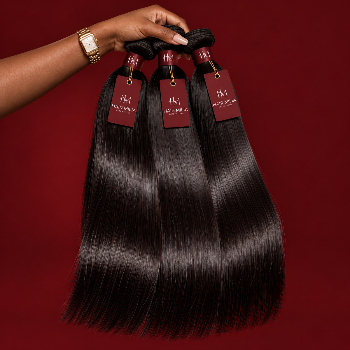 Bundle straight double drawn hair