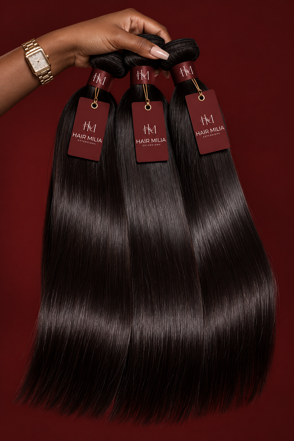 Bundle straight double drawn hair